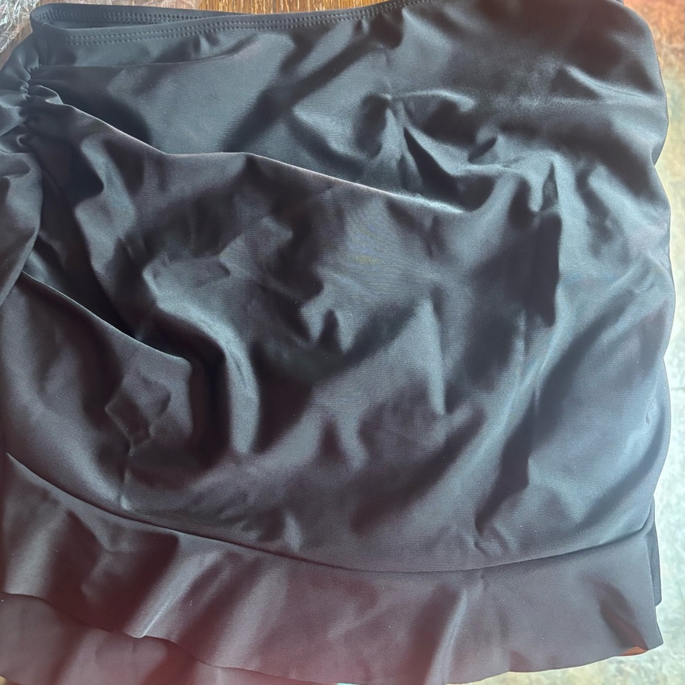 Black Satin Swimsuit Skirt